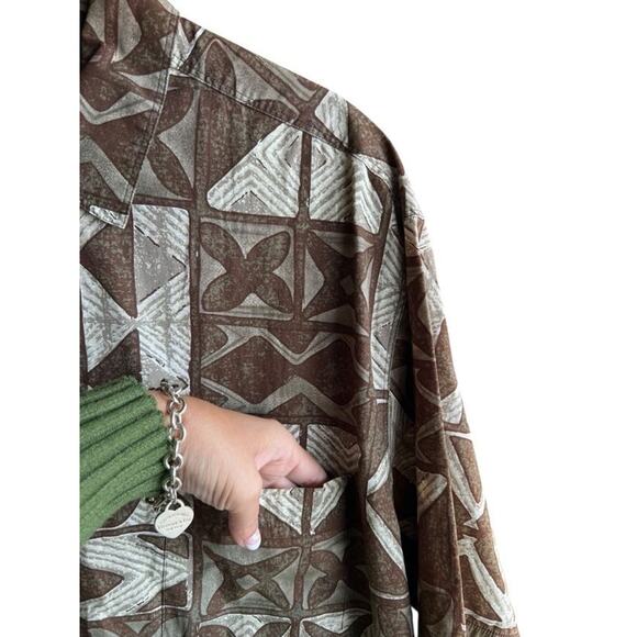 Cooke Street Honolulu Vintage Men's Brown Tribal Hawaiian Shirt Size Large - Picture 7 of 8